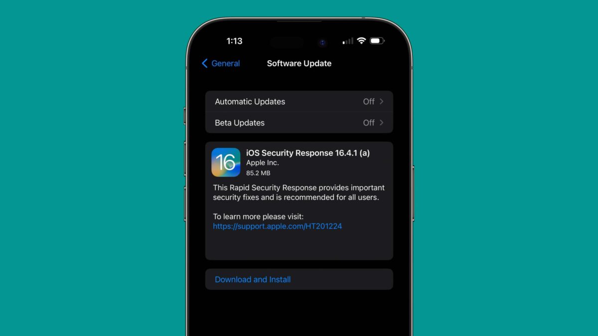 iOS 16.4.1（a）快速安全响应推出，你应该立刻安装的安全性更新