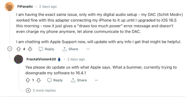 有转接需求先别更新！iOS 16.5无法使用Lightning转USB转接器