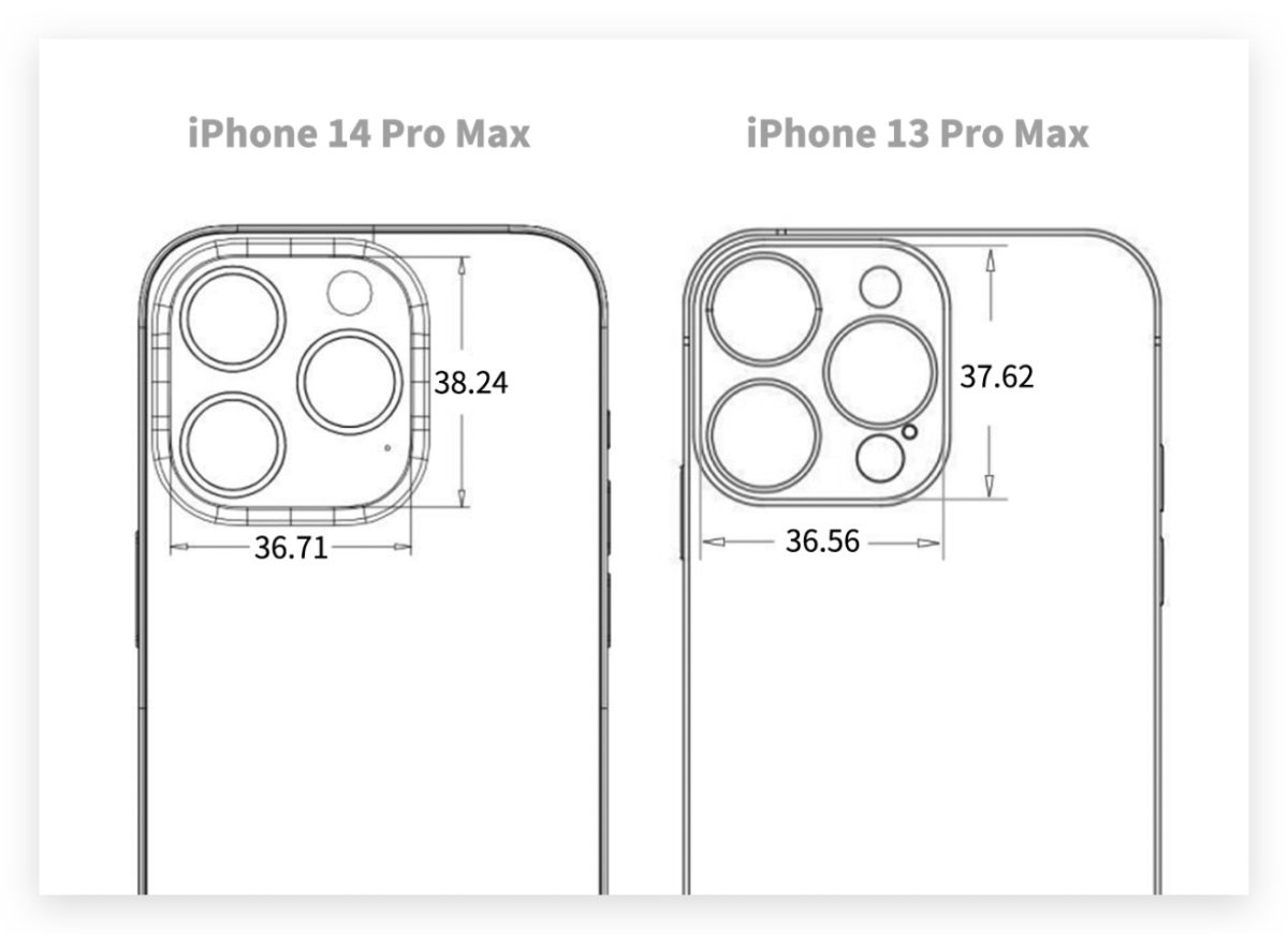 苹果 CAD 设计图显示 iPhone 14 Pro 将有更厚的机身、更凸的镜头